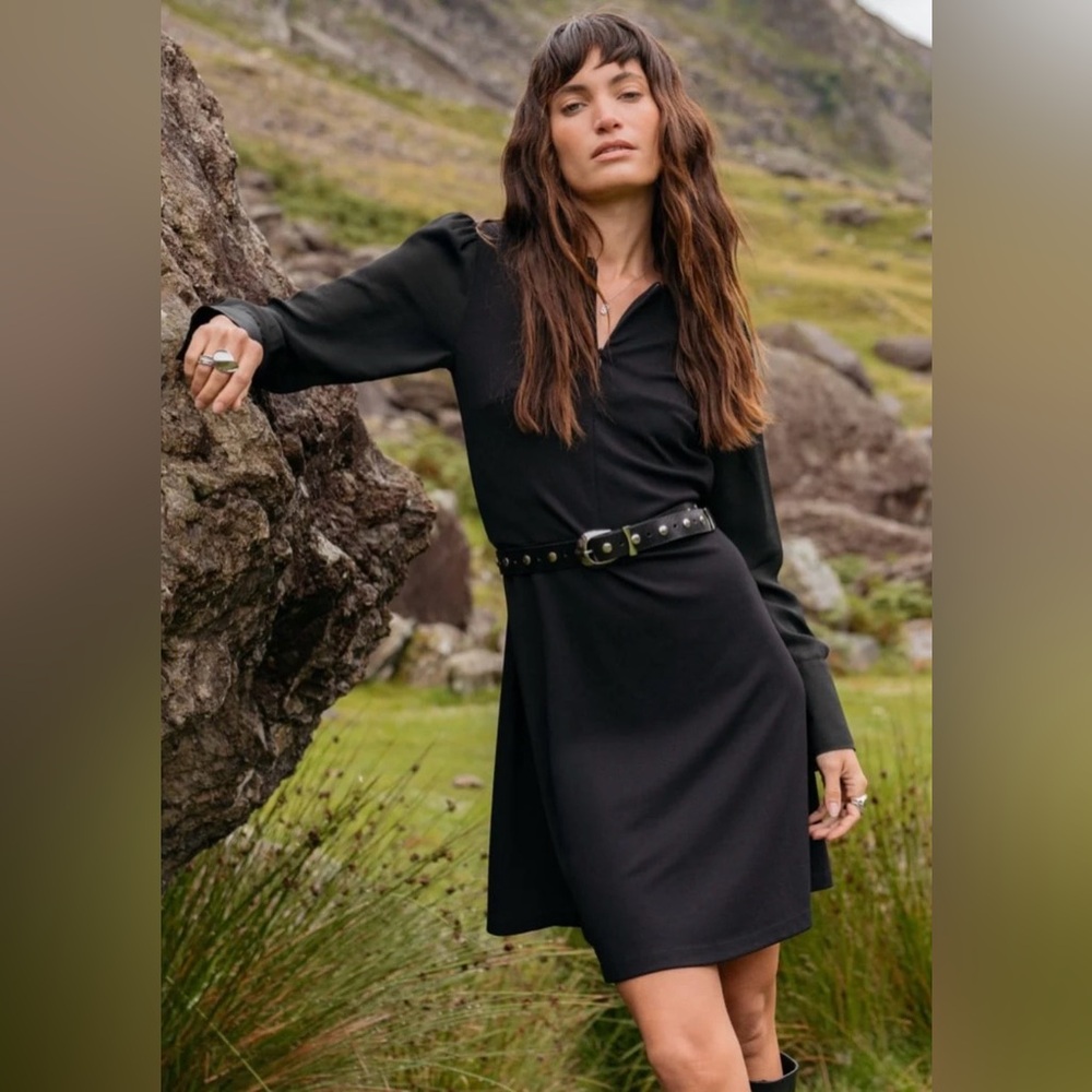Saint + Sofia Esme Zip Up Dress in Black Size 4